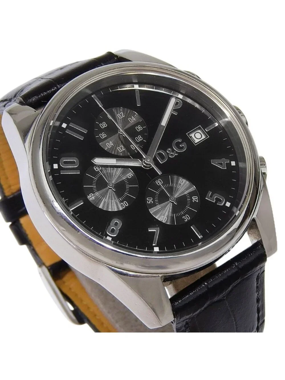 Dolce & Gabbana Sandpiper Stainless Steel Embossed Leather Quartz Chronograph